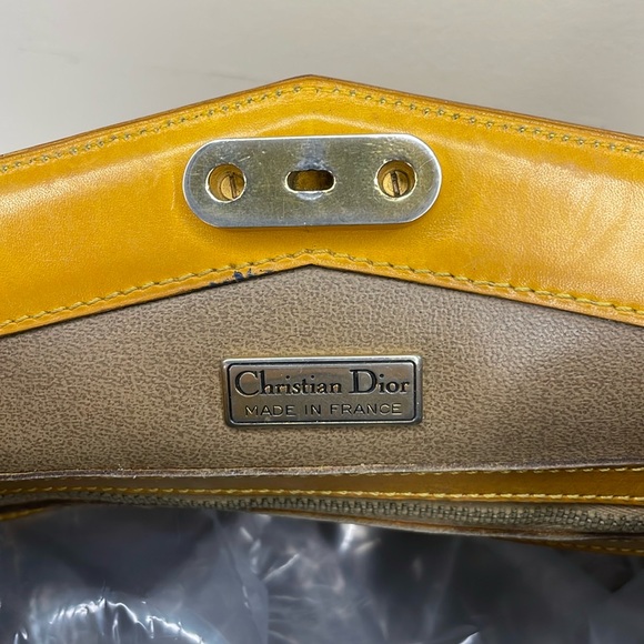 Dior Authentic Vintage Yellow Pebble Leather Square Bucket Bag COA - Picture 5 of 13